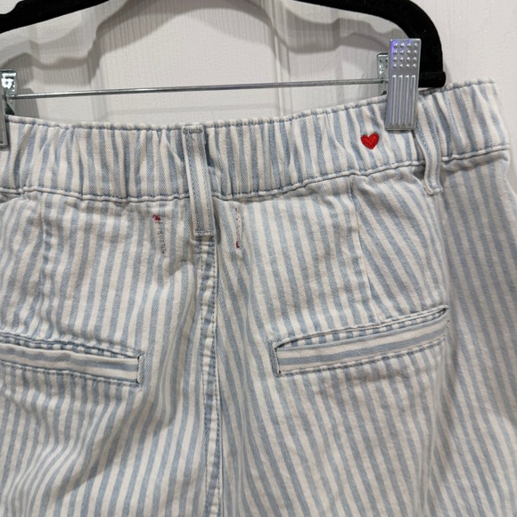 Anthropologie Sundry Striped Denim Shorts Blue White Front Pockets 26 Waist - Picture 4 of 9